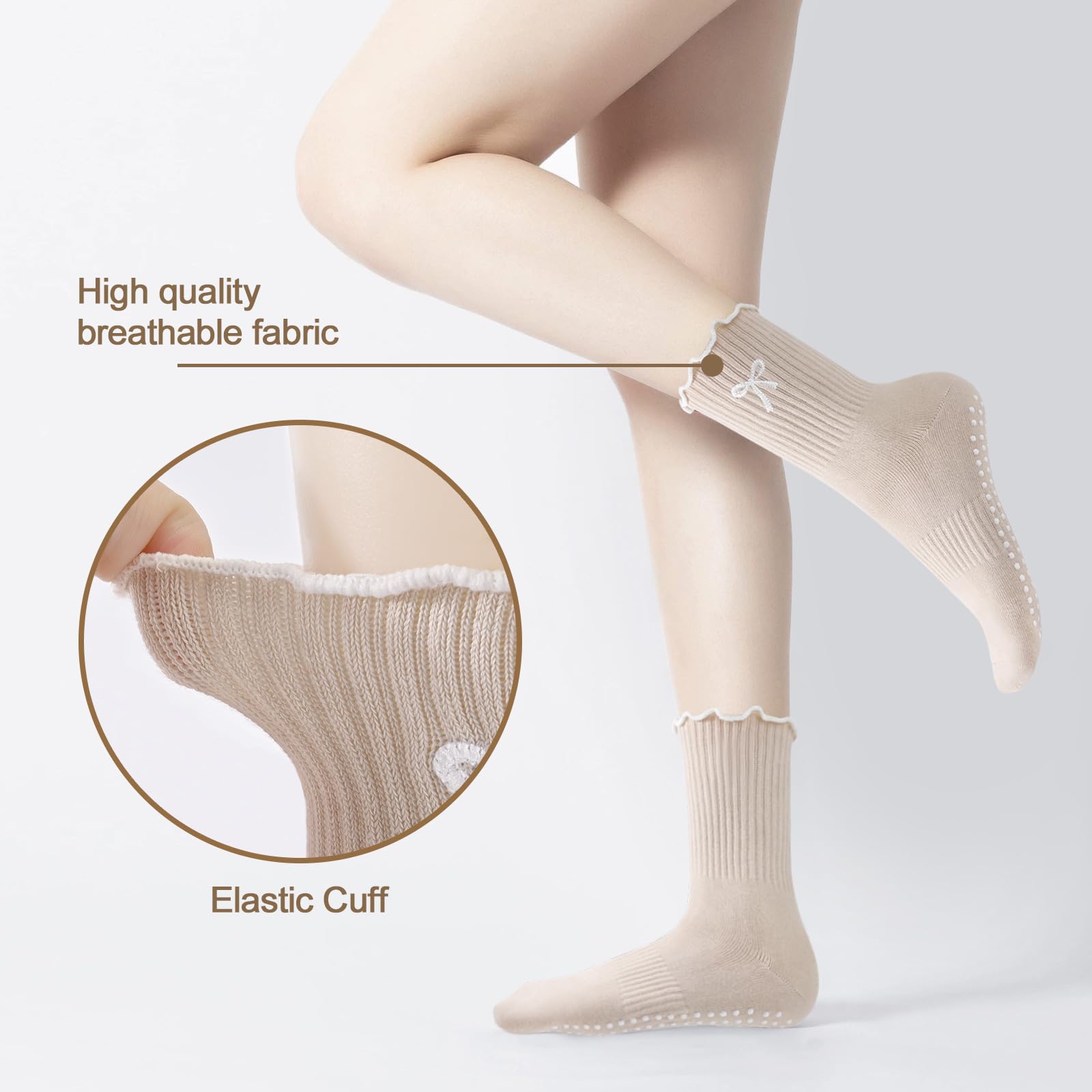 미끄럼 방지 그립 필라테스 양말 3켤레, 순면 통기성  - Medias Para Pilates Y Yoga 리뷰 및 가격