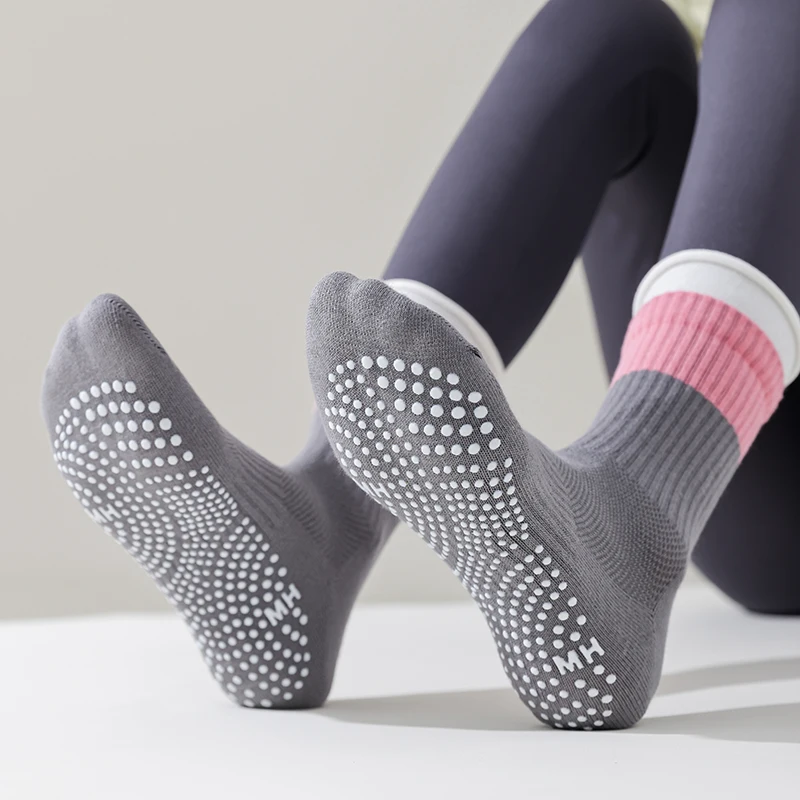 실리콘 미끄럼 방지 요가 양말 여성 컬러 매칭 체육관  - Medias Para Pilates Y Yoga 리뷰 및 가격