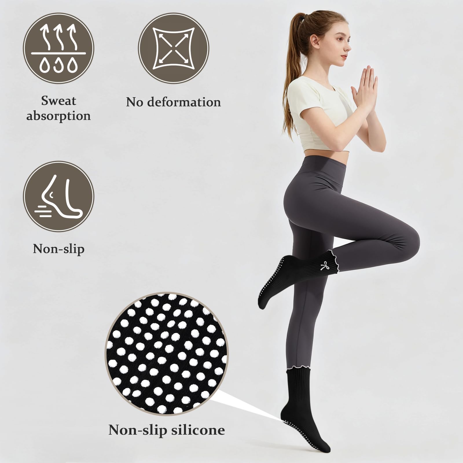 미끄럼 방지 그립 필라테스 양말 1켤레, 순면 통기성  - Medias Para Pilates Y Yoga 리뷰 및 가격