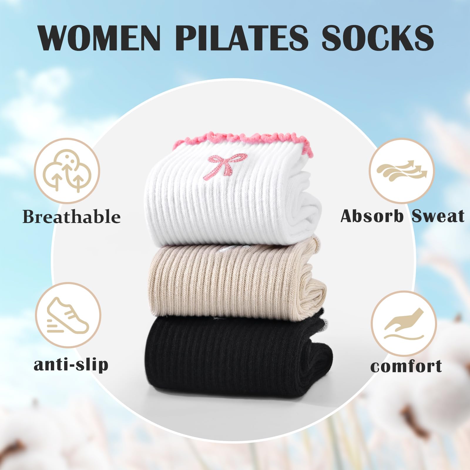 미끄럼 방지 그립 필라테스 양말 1켤레, 순면 통기성  - Medias Para Pilates Y Yoga 리뷰 및 가격